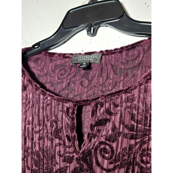 Investments Womens Burnout Velvet Bell Sleeve Blouse Size Petite Large Witchy - Picture 4 of 9